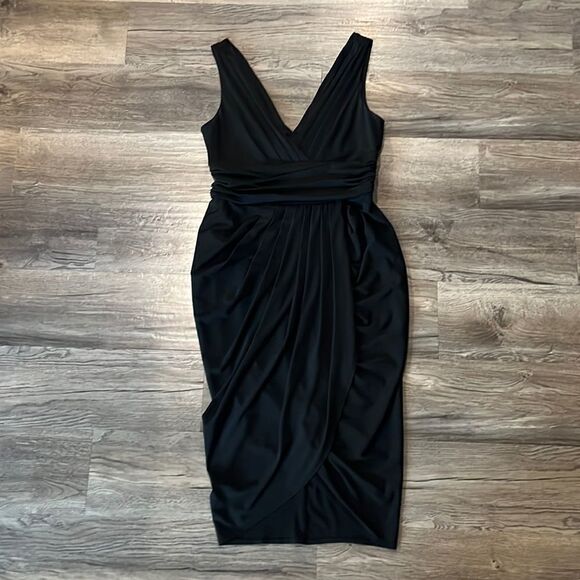 Boston Proper Faux Wrap Surplus Dress - Picture 1 of 5